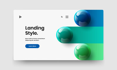 Premium realistic balls site screen illustration. Vivid magazine cover vector design layout.