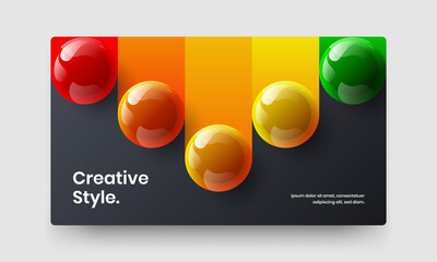 Bright site screen design vector illustration. Abstract 3D balls handbill concept.