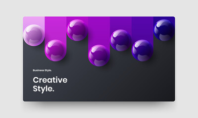 Minimalistic 3D balls web banner layout. Modern postcard vector design template.