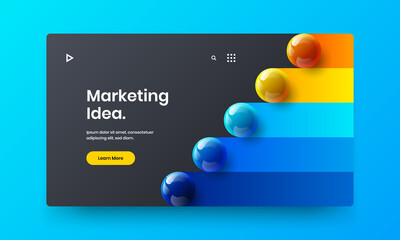 Clean handbill design vector illustration. Unique realistic balls landing page concept.