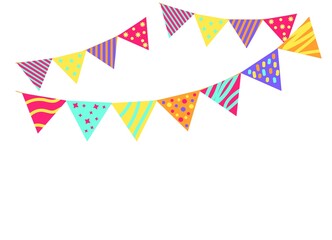 Obraz premium Holiday background with hanging flags Vector illustration