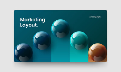 Simple postcard vector design illustration. Premium 3D balls site screen template.