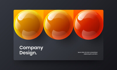 Creative banner design vector layout. Fresh realistic balls front page concept.