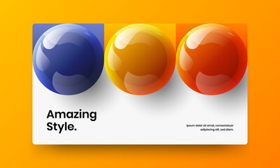 Isolated corporate cover design vector concept. Colorful realistic spheres pamphlet template.