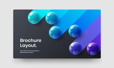 Multicolored 3D balls booklet concept. Minimalistic web banner design vector template.