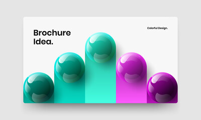 Creative site design vector template. Clean realistic spheres booklet concept.