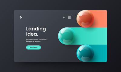 Unique cover vector design concept. Abstract realistic balls website screen layout.