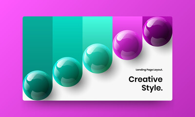 Modern 3D spheres company identity illustration. Simple site screen design vector template.