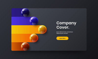 Creative company identity vector design concept. Bright 3D spheres magazine cover template.