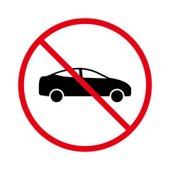 Ban Car Auto Black Silhouette Icon. Forbid Vehicle Transport Machine Pictogram. Automobile Red Stop Symbol. No Allow Wheel Transportation Road Sign. Prohibit Automotive. Isolated Vector Illustration