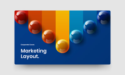 Modern 3D balls cover layout. Isolated company brochure design vector illustration.