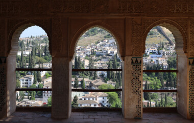 View of Granada hills from Alhambra Palace
