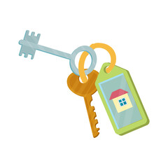 A bunch of keys to an apartment or house. Vector illustration isolated on white background