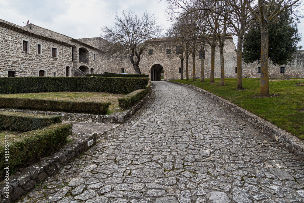 Wall mural old medieval abbazia del goleto, and abbey built in romanesque style, sant'angelo dei lombardi, camp