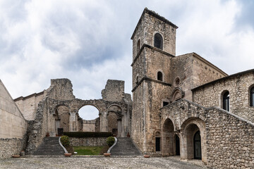 Fototapeta na wymiar Ruins of Abbazia del Goleto, a medieval abbey built in 12th century, Sant'Angelo dei Lombardi, Campania, Italy