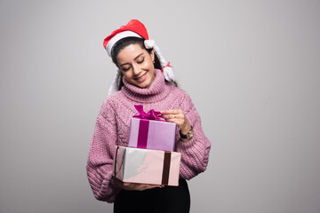 Smiling young girls with presents.