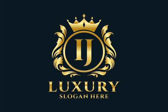 Initial IJ Letter Royal Luxury Logo template in vector art for luxurious branding projects and other vector illustration.