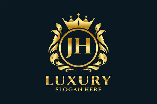 Initial JH Letter Royal Luxury Logo template in vector art for luxurious branding projects and other vector illustration.