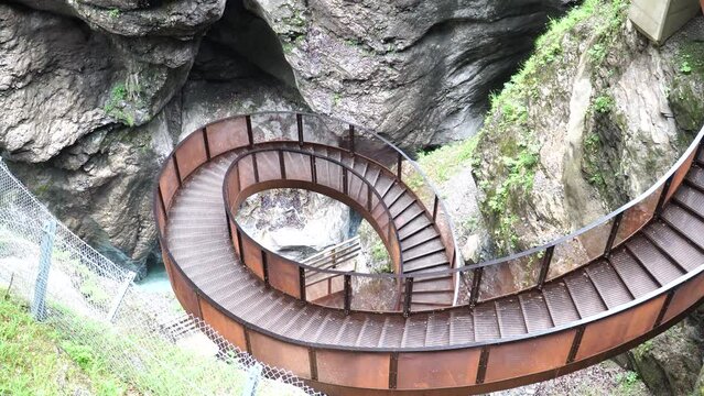 Liechtenstein gorge Liechtensteinklamm with staircase called Helix in Salzburgerland, Austria