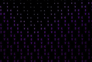 Dark purple vector texture with financial symbols.