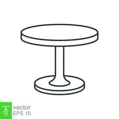 Circle table icon. Simple outline style. Round, pictogram, furniture, office, sign, conference, meeting, web, symbol, interior concept. Vector design illustration isolated on white background. EPS 10
