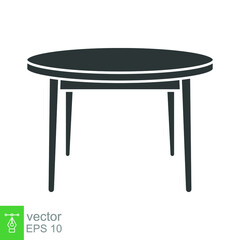 Circle table icon. Simple solid style. Round, pictogram, furniture, office, sign, conference, meeting, web, symbol, interior concept. Vector design illustration isolated on white background. EPS 10