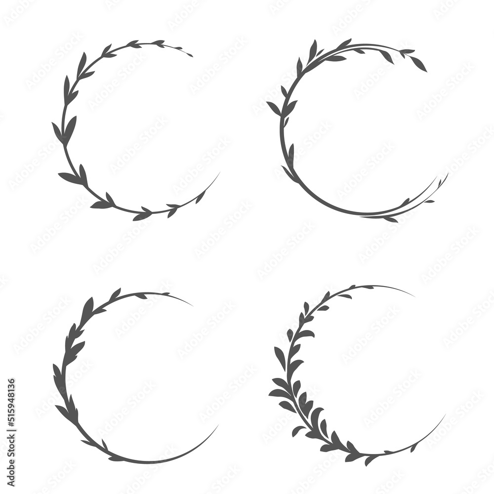 Fototapete round frame. frame with leaves for your text, vectorround frame with leaves. a frame with leaves for