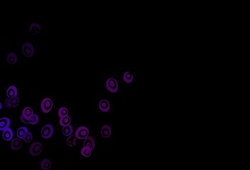 Dark Purple vector background with bubbles.