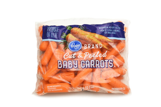 IRVINE, CALIFORNIA - 8 JUL 2022: A Package Of Kroger Baby Carrots.