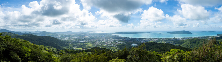 Panorama view of Phuket from mountain of Big Buddha, Thailand.