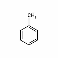 chemical structure of toluene (C7H8)