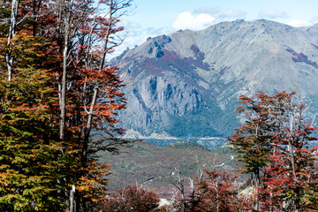 View of the Andes mountains from Cerro Catedral, in Autumn, Bariloche, Argentina