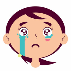 girl crying face cartoon cute