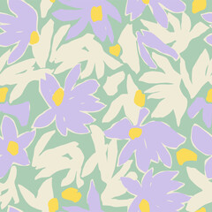 Vector hand-drawn flower illustration seamless repeat pattern fashion and home decor fabric print digital artwork