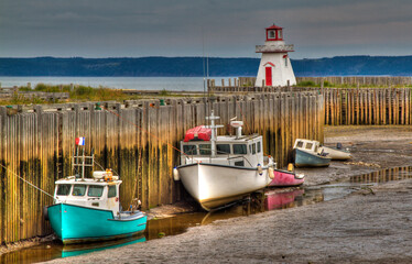 low tide lighthouse on bay of fundy