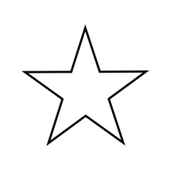 2D star shape in mathematics. Black star shape drawing for kids isolated on white background