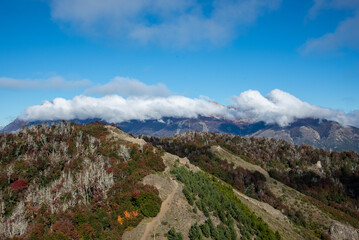Fototapeta premium View of the Andes mountains from Cerro Catedral, in Autumn, Bariloche, Argentina