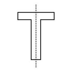 lines of symmetry in T letter shape