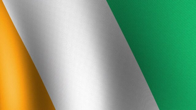Flag of Ivory Coast Fluttering in the Wind. Seamless Animation 3d