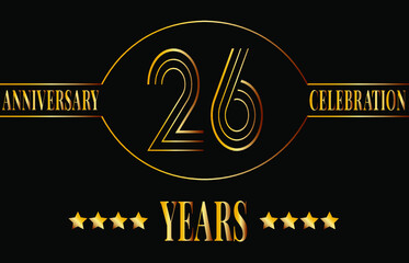 Template 26 years anniversary celebration. Banner for wedding anniversary, company and special dates.