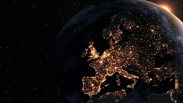 Planet earth with realistic geography surface and orbital 3D cloud atmosphere . Outer space view of world globe sphere of continents . 3D rendering graphic . Elements of this image furnished by NASA .