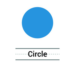 2D circle shape in mathematics. Blue circle shape drawing for kids isolated on white background