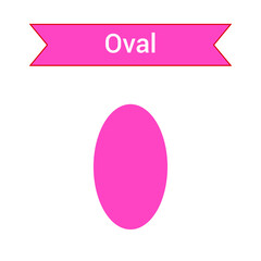 2D oval shape in mathematics. Red oval shape drawing for kids isolated on white background