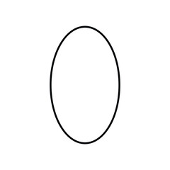 2D oval shape in mathematics. Black oval shape drawing for kids isolated on white background