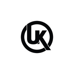 Letter UK circle logo design vector