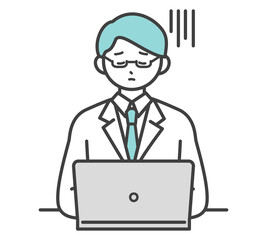 医療従事者がパソコンを操作するイラスト素材