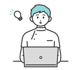 医療従事者がパソコンを操作するイラスト素材