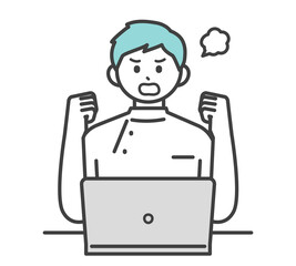 医療従事者がパソコンを操作するイラスト素材