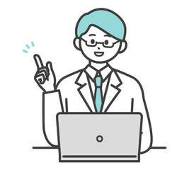 医療従事者がパソコンを操作するイラスト素材