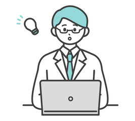 医療従事者がパソコンを操作するイラスト素材